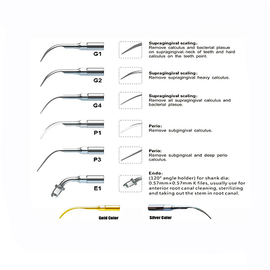 Sandent Piezo Scaler Tips Silver Color 5/Pkg.