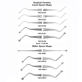 USA Delta Surgical Curettes Lucas and Miller Shape Spoon